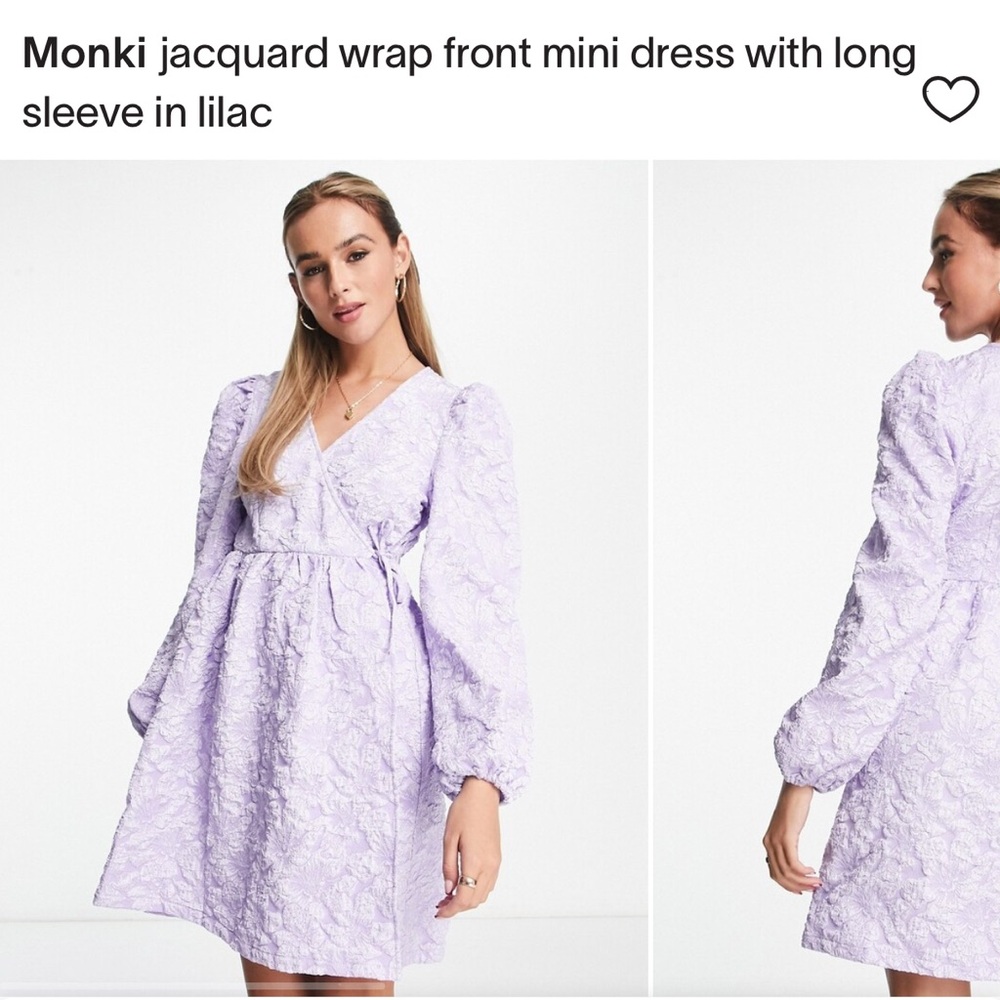 Monki Lilac Jacquard Long Sleeve Dress